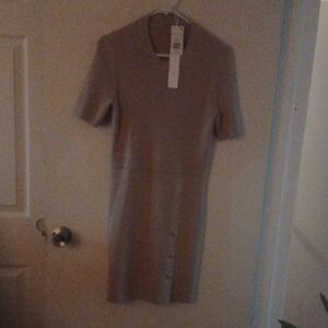 Jonathan Simkhai Brown Sheath Mini Dress Crew Neck
